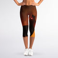 Red Moon Howling Wolf Print Women's Capri Leggings