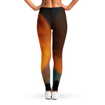 Red Moon Howling Wolf Print Women's Leggings