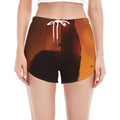 Red Moon Howling Wolf Print Women's Split Running Shorts