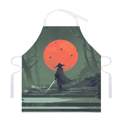 Red Moon Samurai Print Adjustable Apron