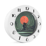 Red Moon Samurai Print Alarm Clock