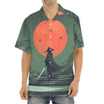 Red Moon Samurai Print Aloha Shirt