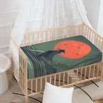 Red Moon Samurai Print Baby Crib Sheet