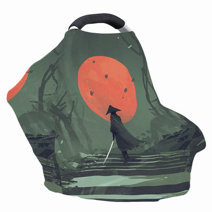 Red Moon Samurai Print Baby Seat Cover