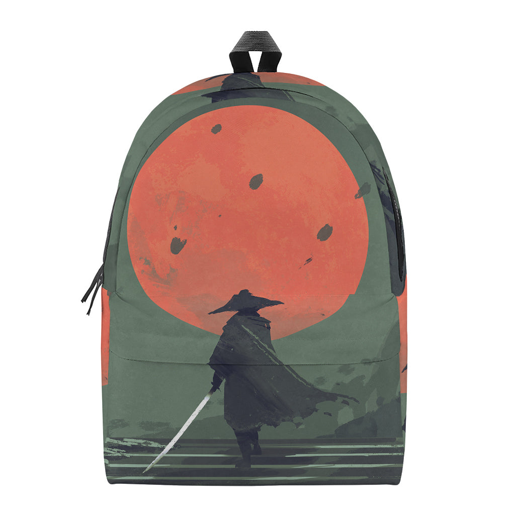 Red Moon Samurai Print Backpack