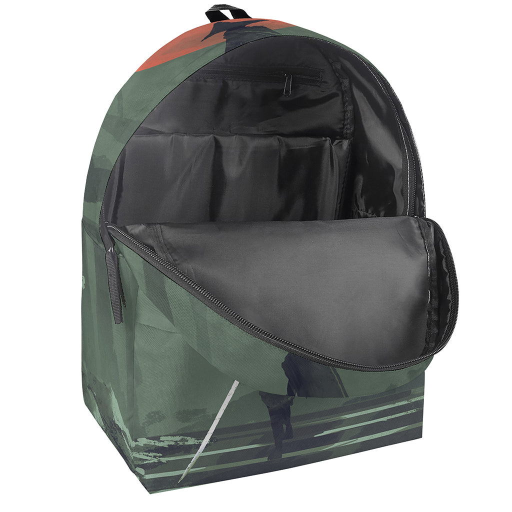 Red Moon Samurai Print Backpack