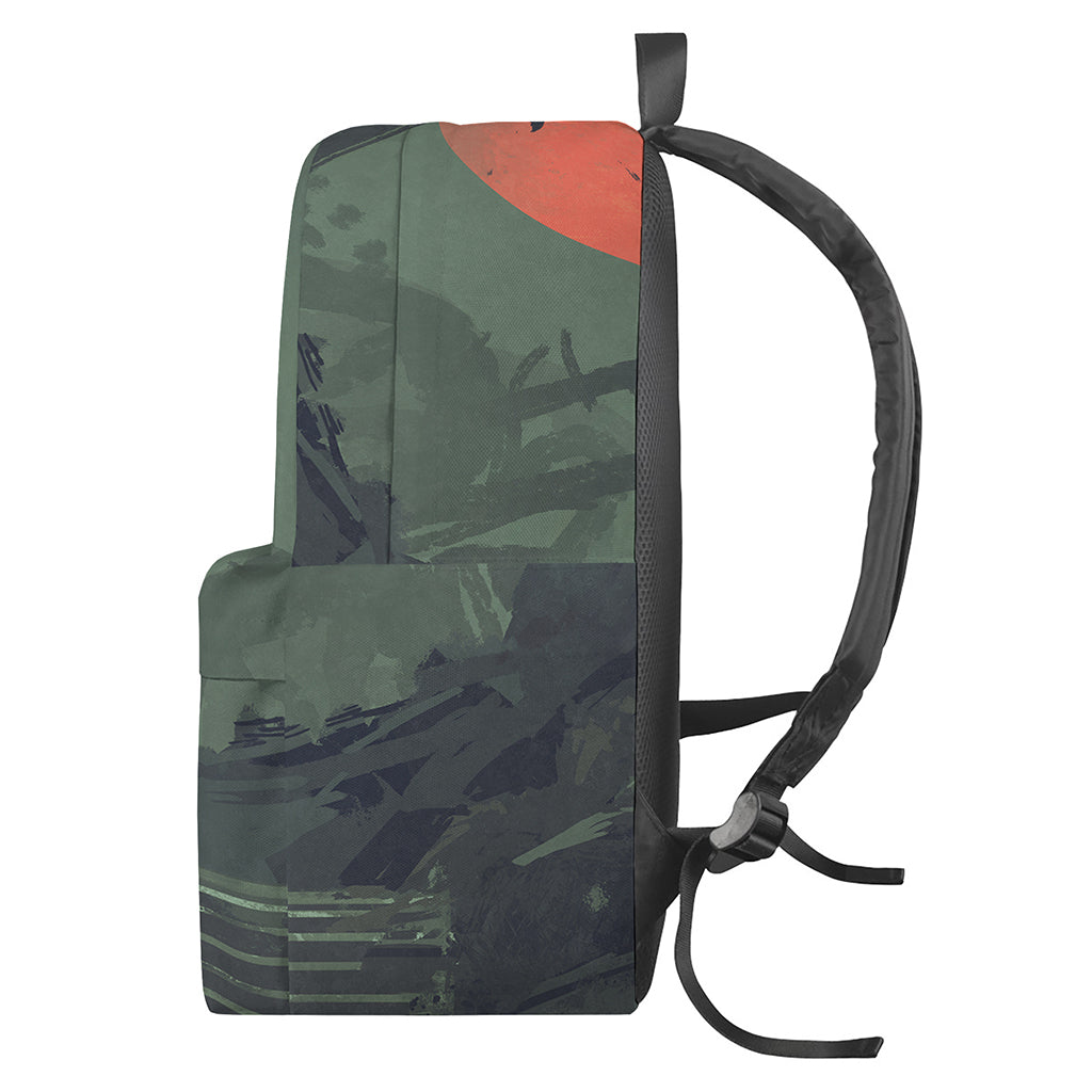 Red Moon Samurai Print Backpack
