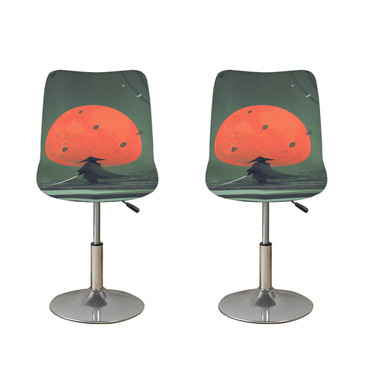 Red Moon Samurai Print Bar Stool Covers