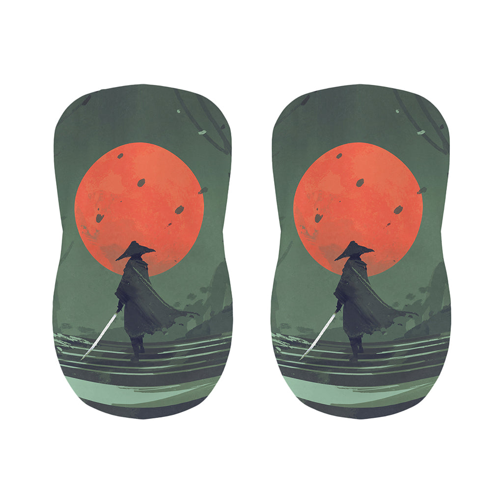 Red Moon Samurai Print Bar Stool Covers