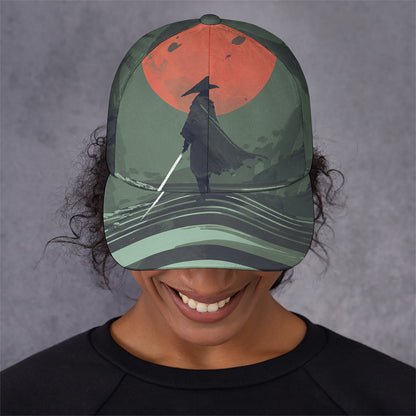 Red Moon Samurai Print Baseball Cap