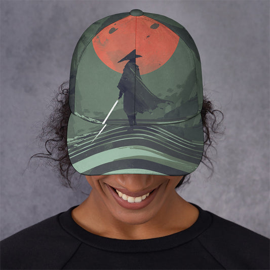 Red Moon Samurai Print Baseball Cap