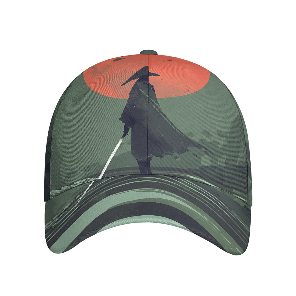 Red Moon Samurai Print Baseball Cap