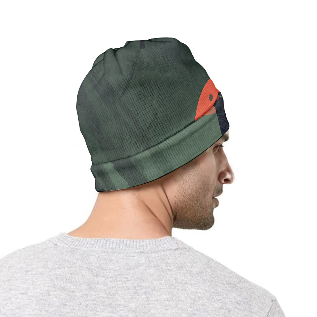 Red Moon Samurai Print Beanie