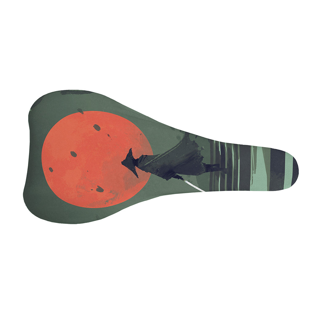 Red Moon Samurai Print Bicycle Seat Cover