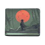 Red Moon Samurai Print Bifold Wallet