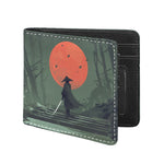 Red Moon Samurai Print Bifold Wallet