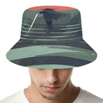Red Moon Samurai Print Bucket Hat