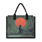 Red Moon Samurai Print Canvas Tote Bag