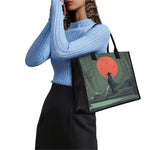 Red Moon Samurai Print Canvas Tote Bag