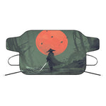 Red Moon Samurai Print Car Windshield Snow Cover