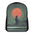 Red Moon Samurai Print Casual Backpack