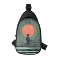 Red Moon Samurai Print Sling Bag