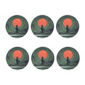 Red Moon Samurai Print Coaster Set