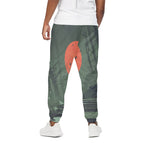 Red Moon Samurai Print Cotton Pants