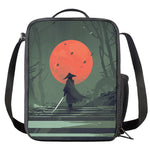 Red Moon Samurai Print Crossbody Lunch Bag