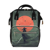 Red Moon Samurai Print Diaper Bag