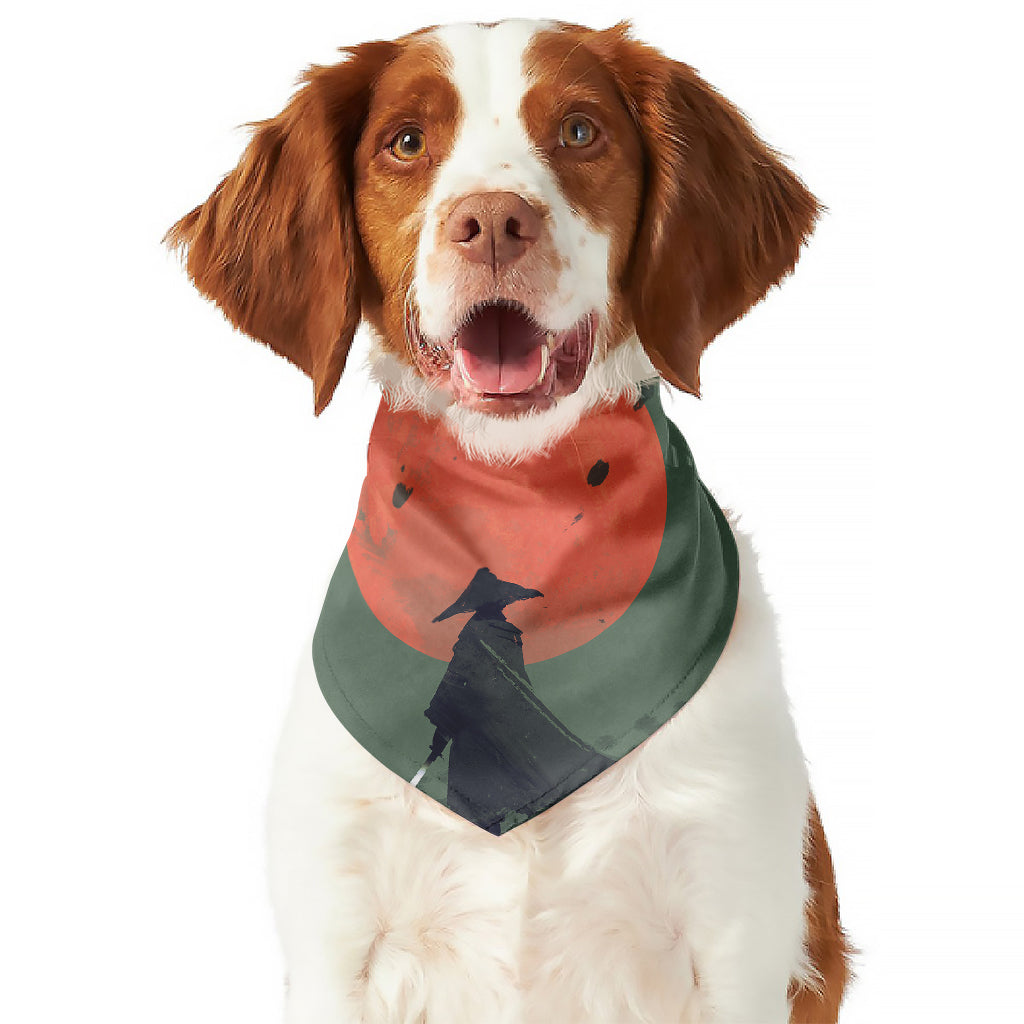 Red Moon Samurai Print Dog Bandana