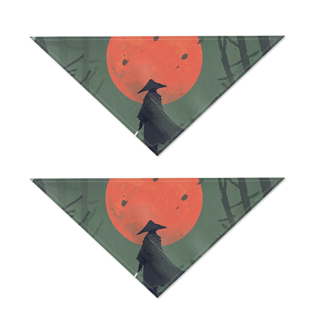Red Moon Samurai Print Dog Bandana