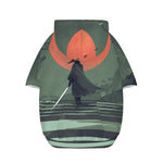 Red Moon Samurai Print Dog Zip Up Hoodie