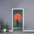 Red Moon Samurai Print Door Sticker