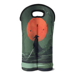 Red Moon Samurai Print Double Neoprene Wine Tote