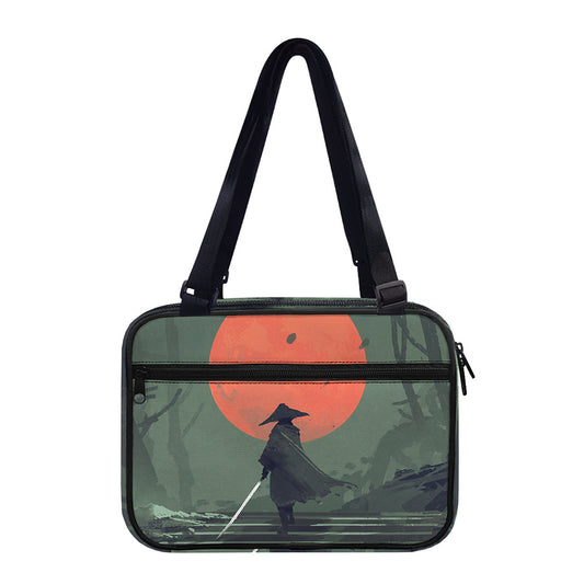 Red Moon Samurai Print Double Strap Bible Bag