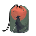 Red Moon Samurai Print Drawstring Makeup Bag