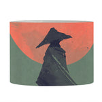 Red Moon Samurai Print Drum Lamp Shade