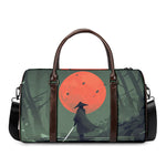 Red Moon Samurai Print Duffle Bag