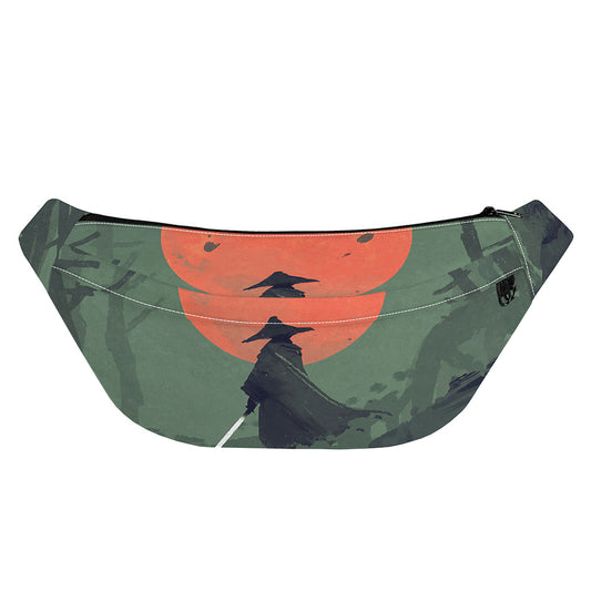 Red Moon Samurai Print Fanny Pack