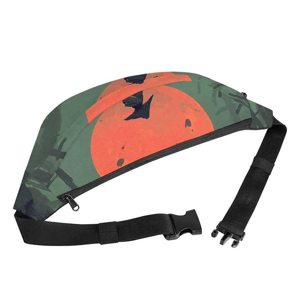Red Moon Samurai Print Fanny Pack