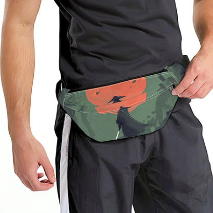 Red Moon Samurai Print Fanny Pack