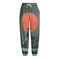 Red Moon Samurai Print Fleece Lined Knit Pants