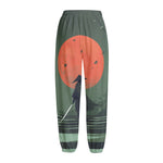 Red Moon Samurai Print Fleece Lined Knit Pants