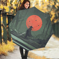 Red Moon Samurai Print Foldable Umbrella