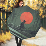 Red Moon Samurai Print Foldable Umbrella