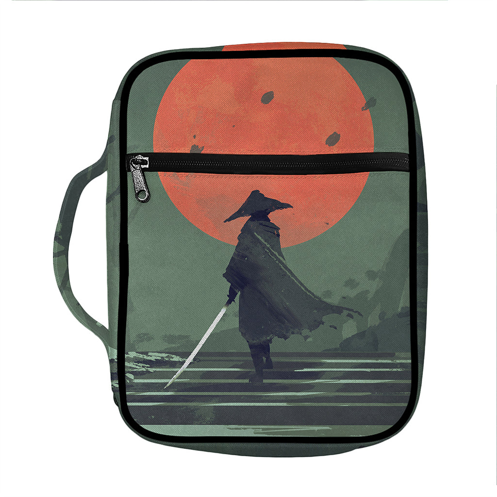 Red Moon Samurai Print Front Pocket Bible Bag