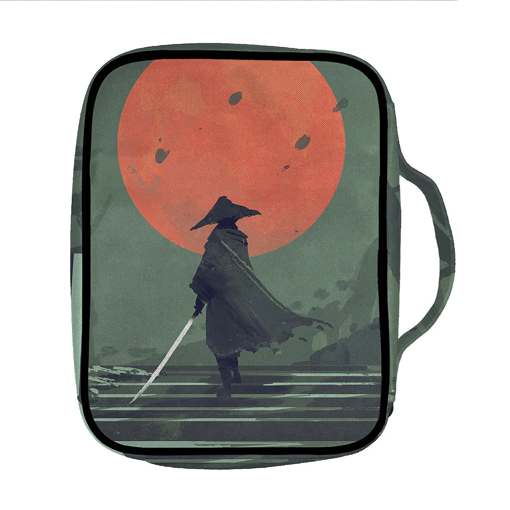 Red Moon Samurai Print Front Pocket Bible Bag