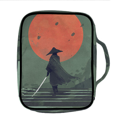 Red Moon Samurai Print Front Pocket Bible Bag