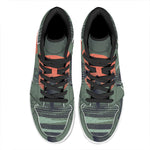 Red Moon Samurai Print High Top Leather Sneakers